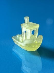 miniature plastic boat, printed using the resin