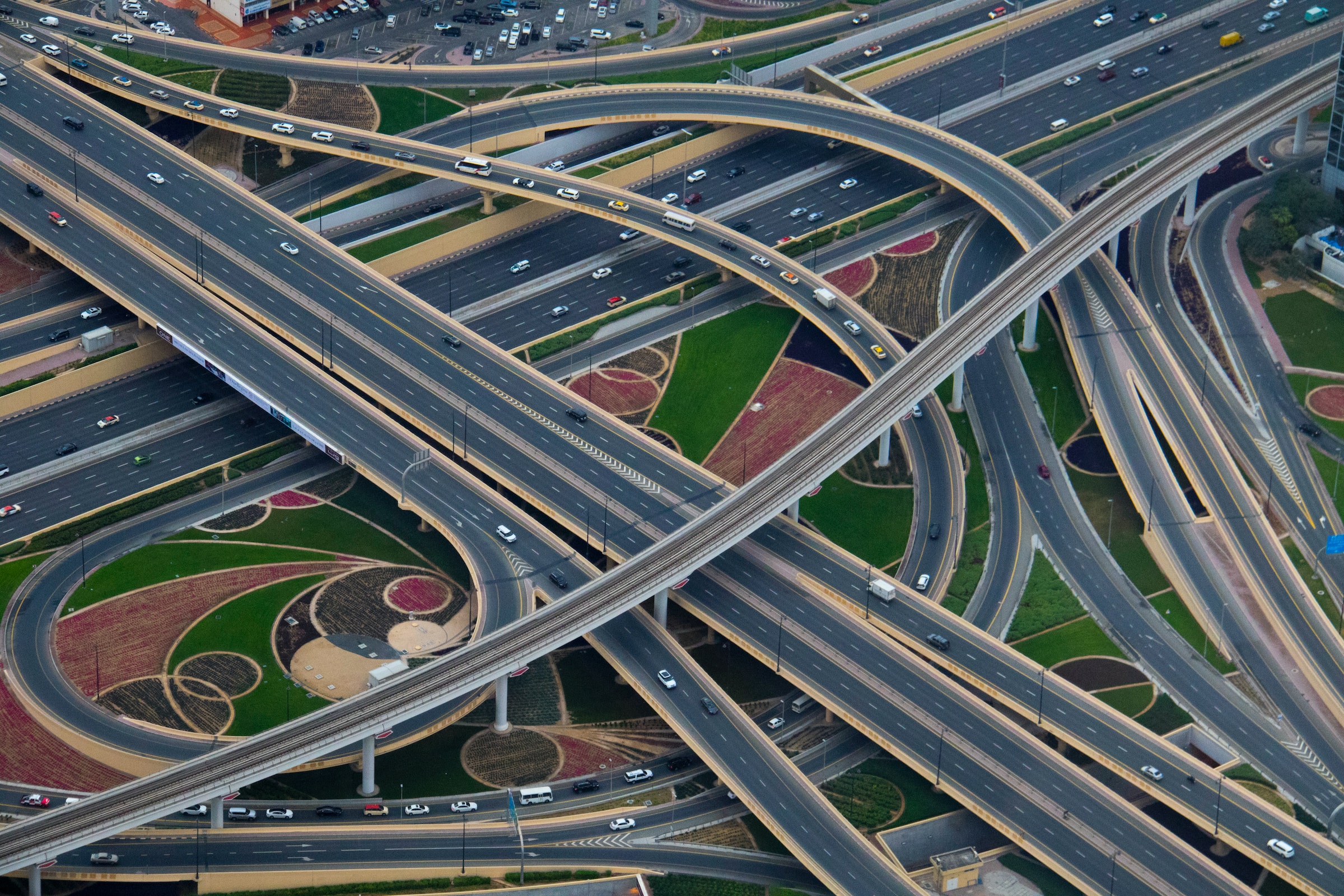 Complex motorway intersection