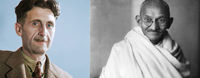 Composite image of George Orwell side by side with a photograph of Ghandi