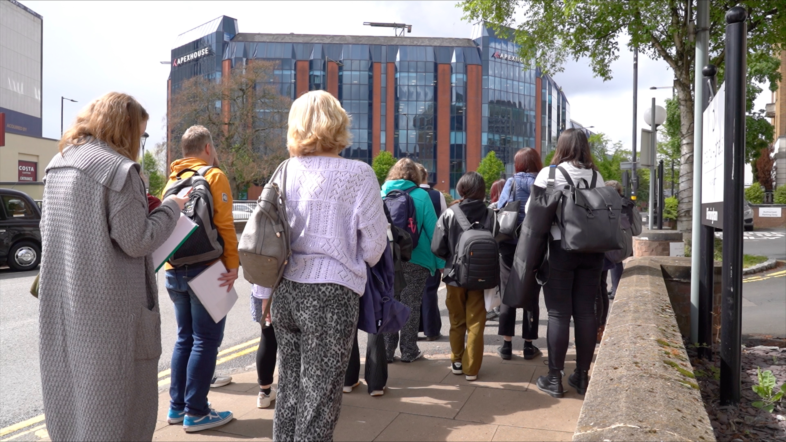 Workshop participants on a walking tour around Edgbaston, Birmingham.