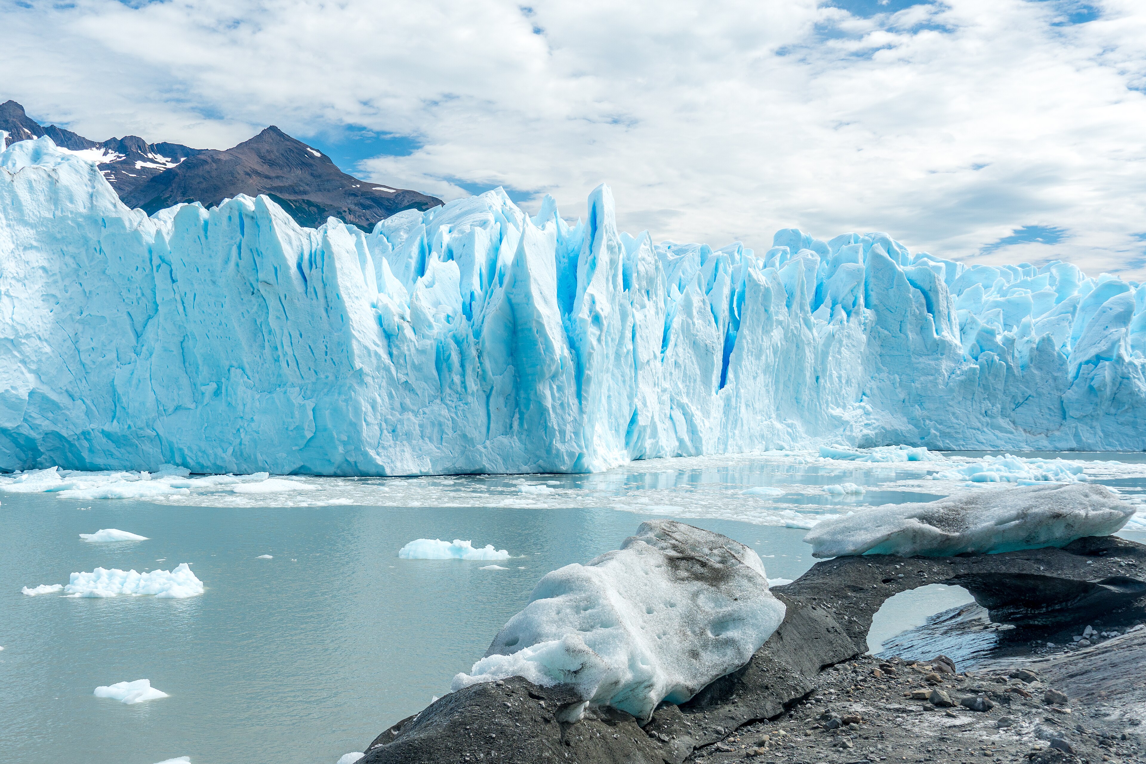 Glacier on the edge of a lake