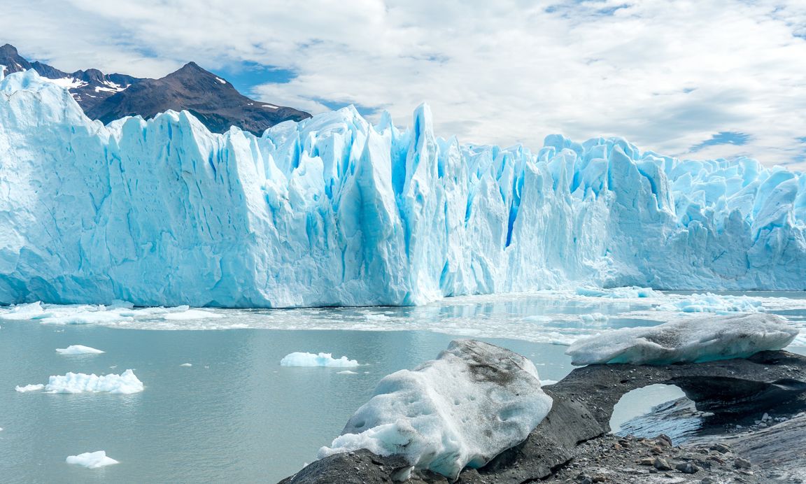 Glacier on the edge of a lake