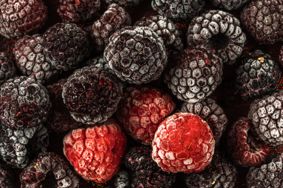 Frozen raspberries and blackberries.