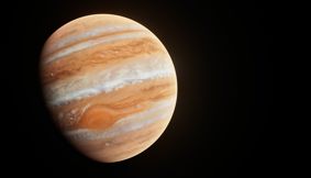 Image of the planet Jupiter on a black background.