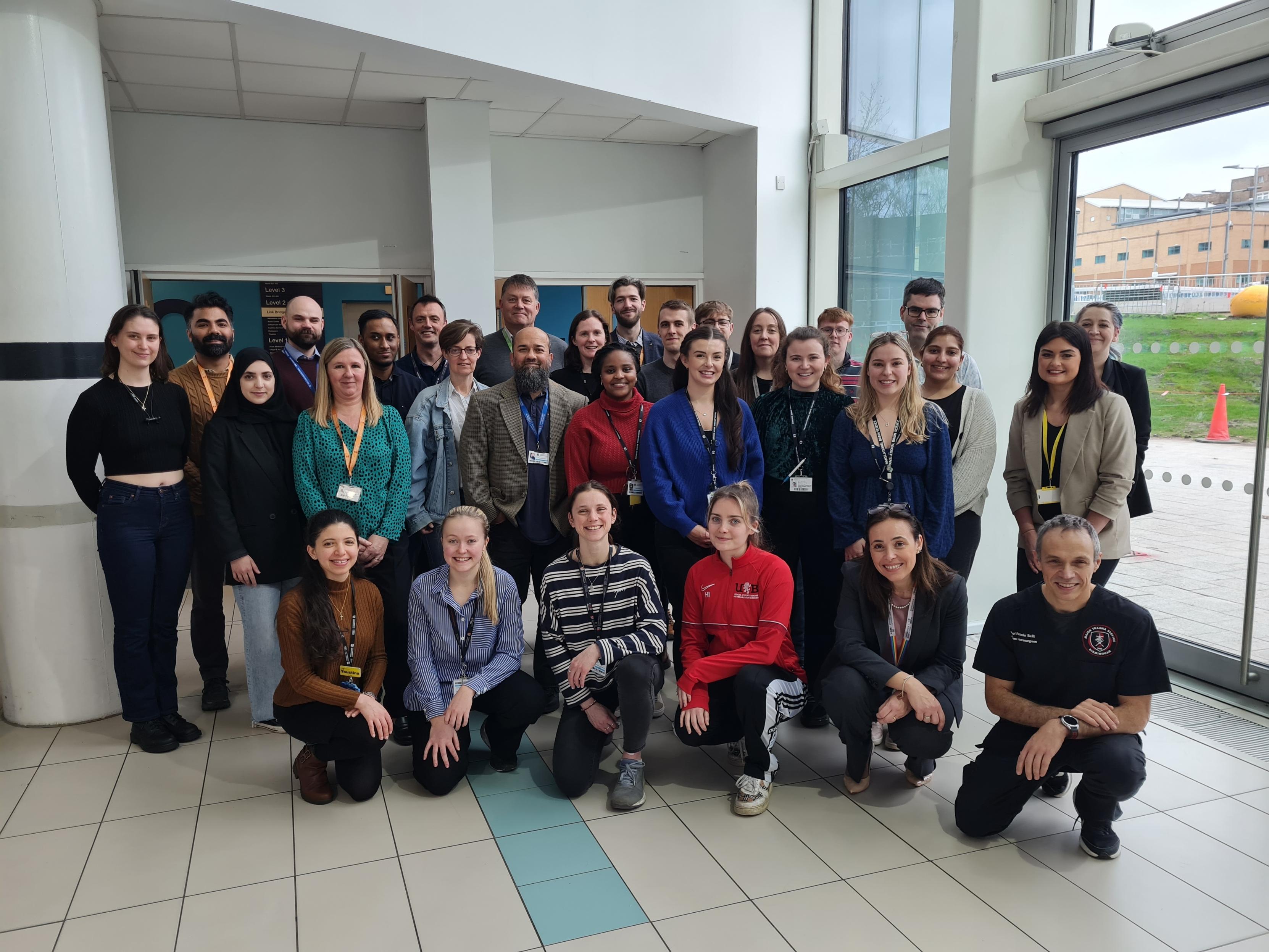 Brain researchers from across the University of Birmingham pose for group photo.