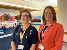 Professor Cara Bailey with Dr Debbie Talbot, Medical Director at St Giles Hospice