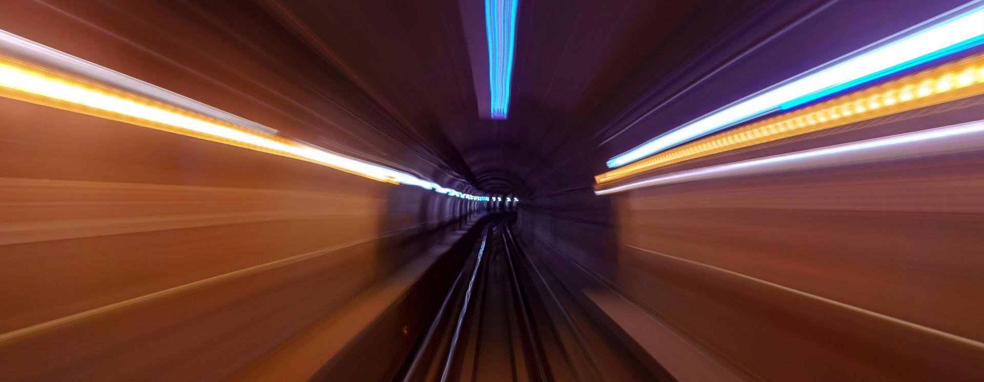 Inside of a railway tunnel at high speed
