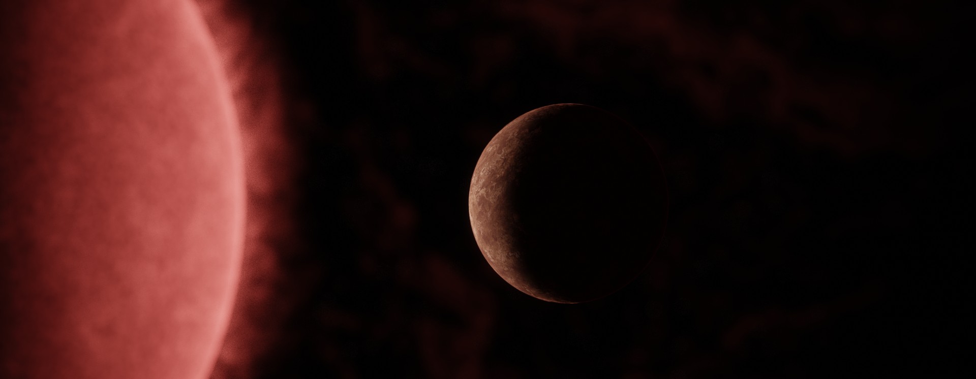 Generated image of the exoplanet and the red dwarf star