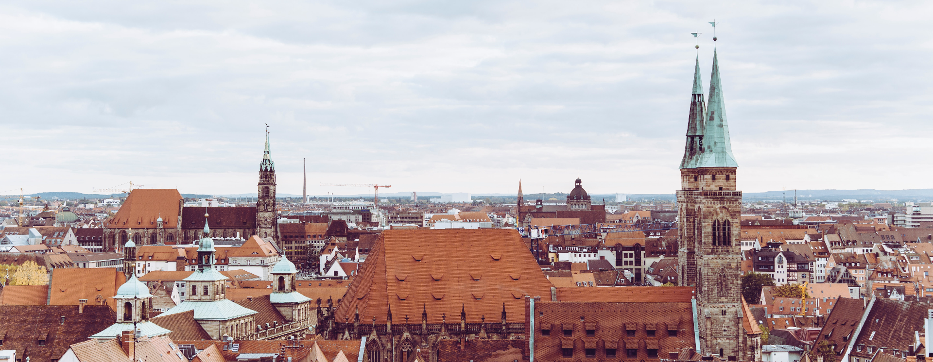 A picture containing the building skyline of the City of Nuremberg in Germany 