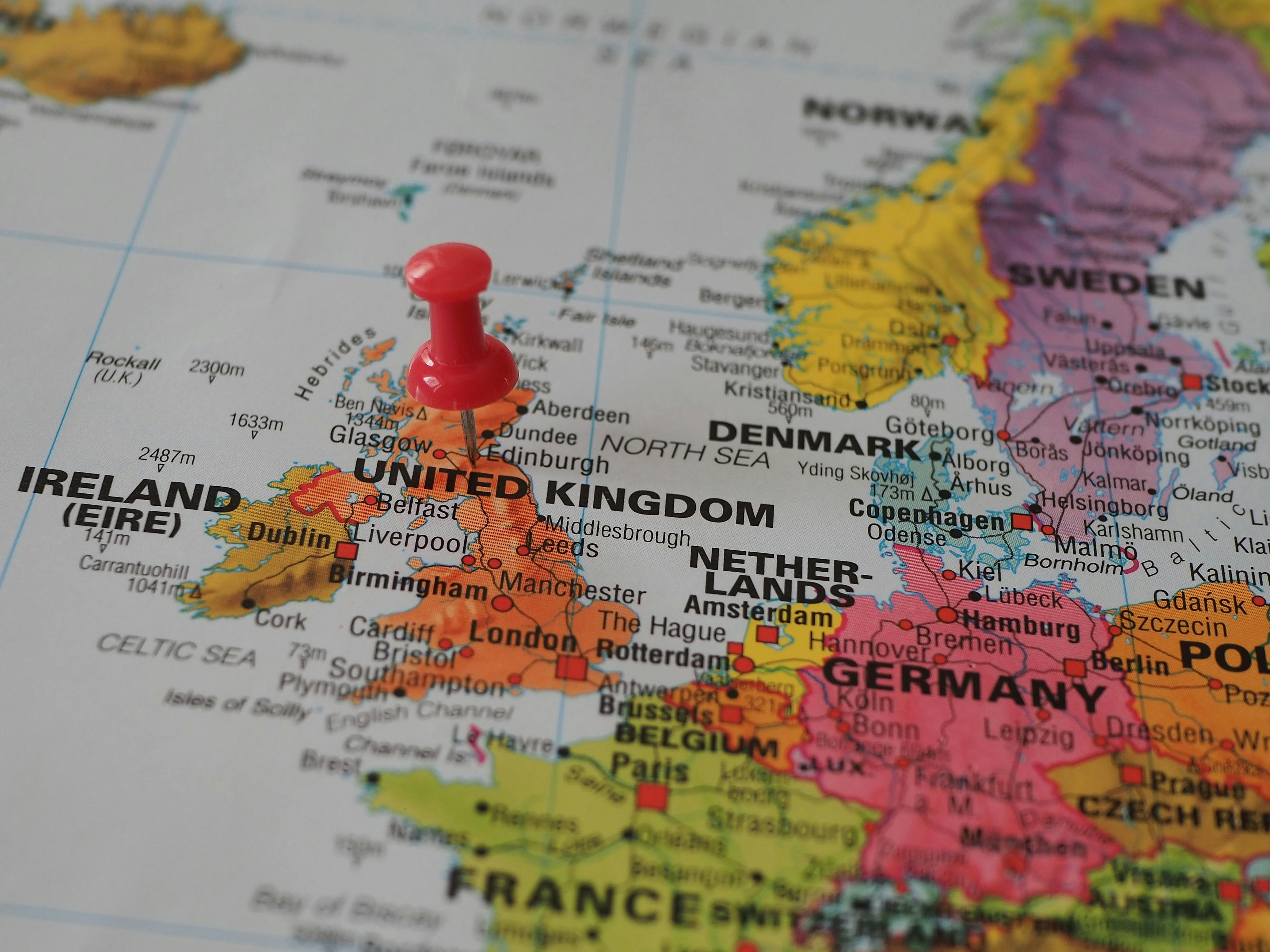 Map showing UK