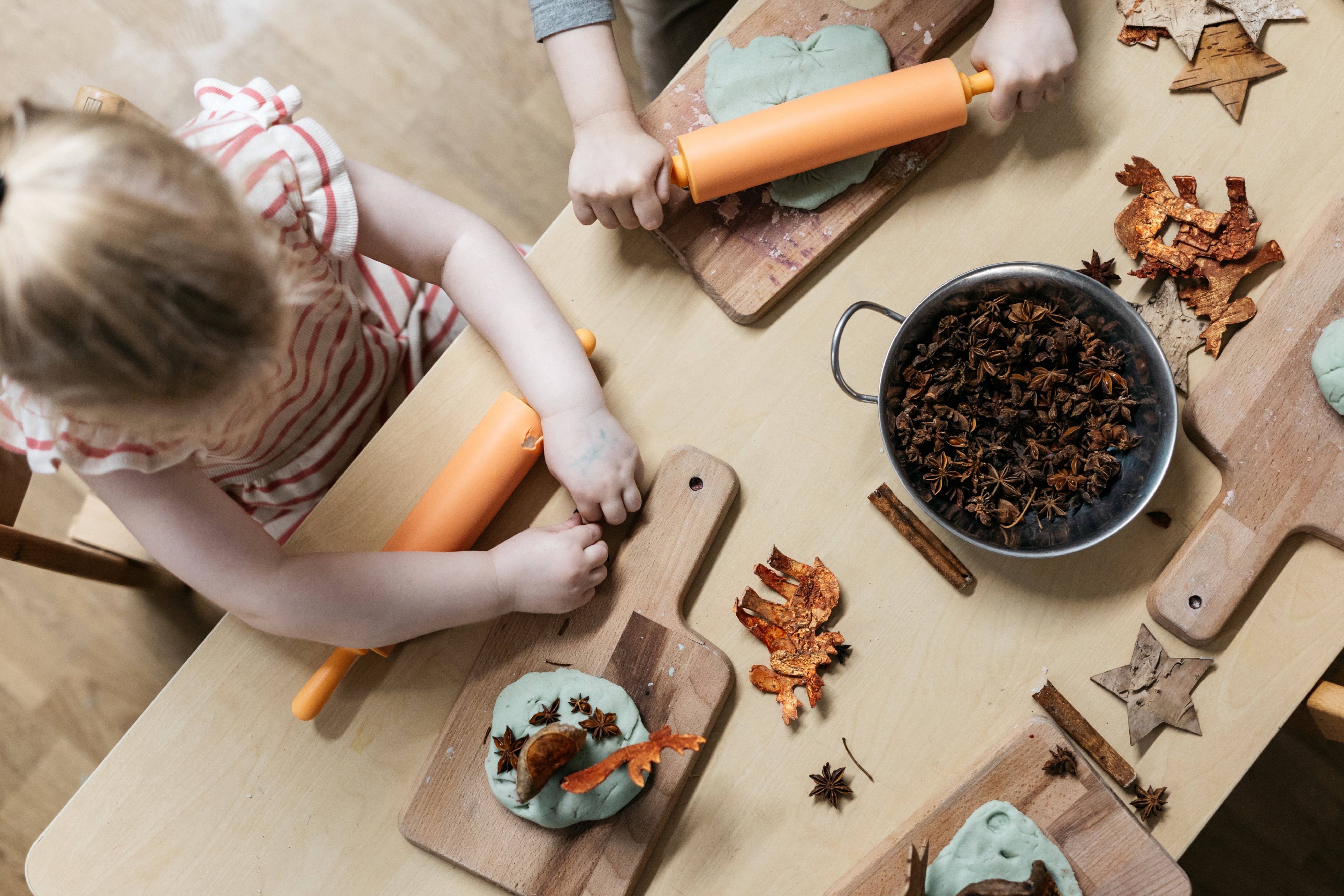 Children making crafts together