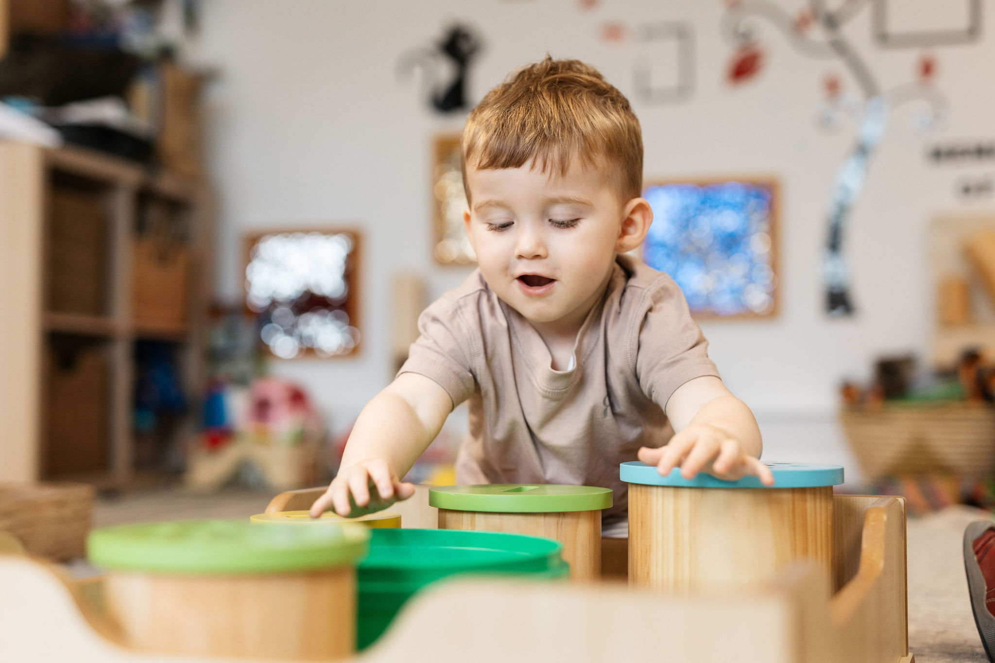 A child playing with building blocks