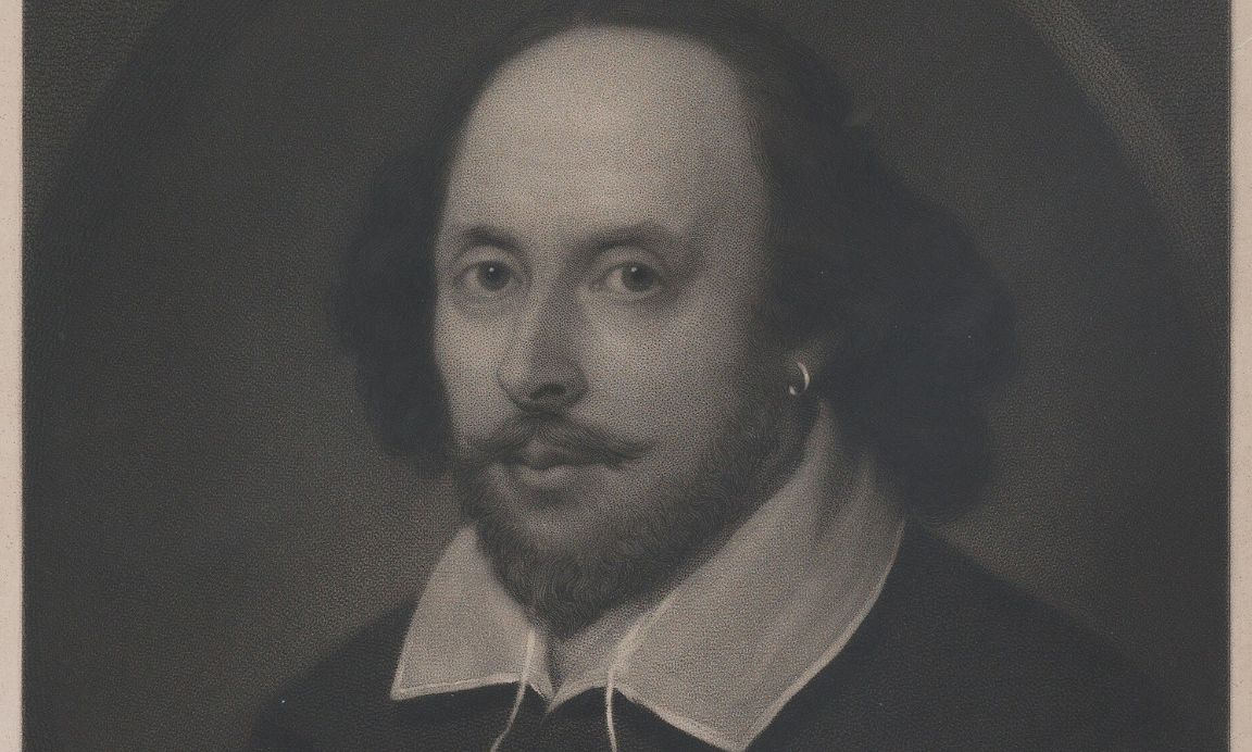 Black and white engraving of William Shakespeare by Samuel Cousins.