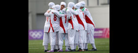 Iranian girls football team at Youth Olympic Games.