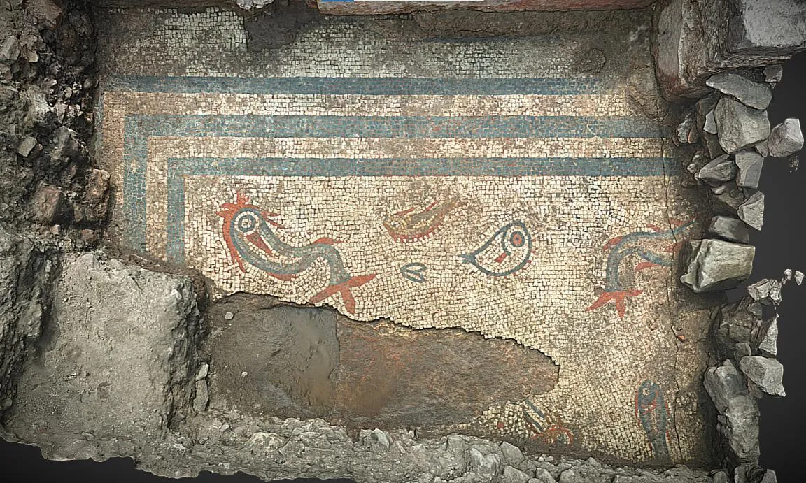 A mosaic at Wroxeter Roman city