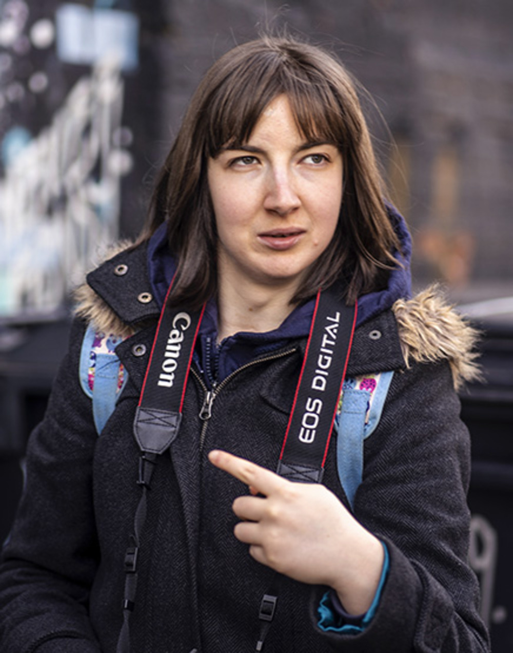 A woman with a camera