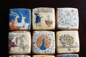 Intricately decorated biscuits