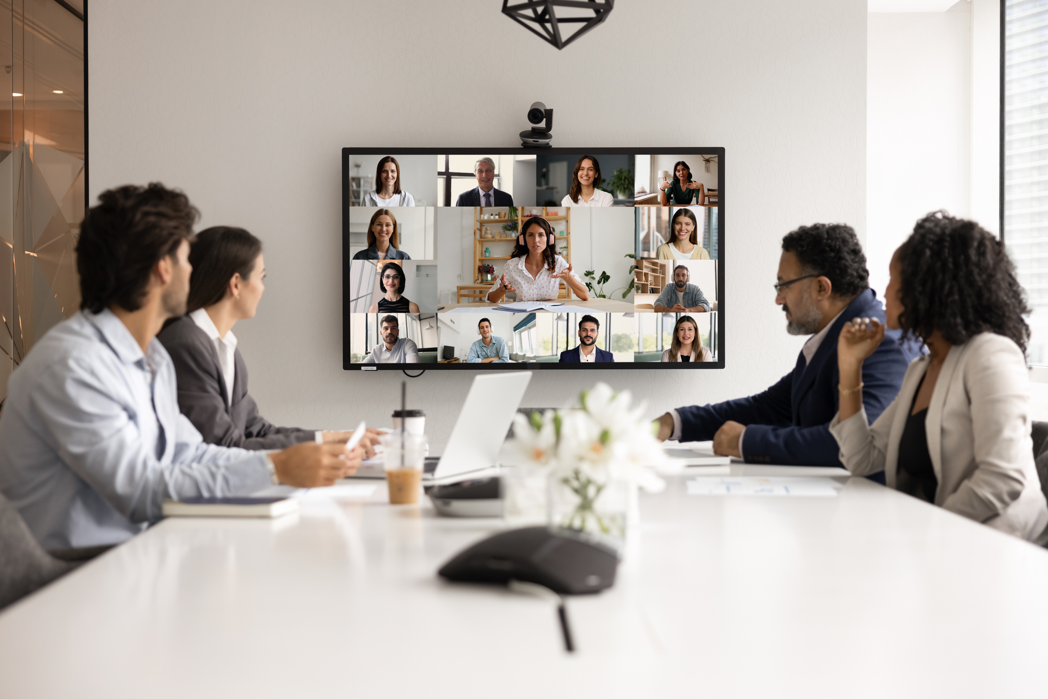 A group of people on a virtual call