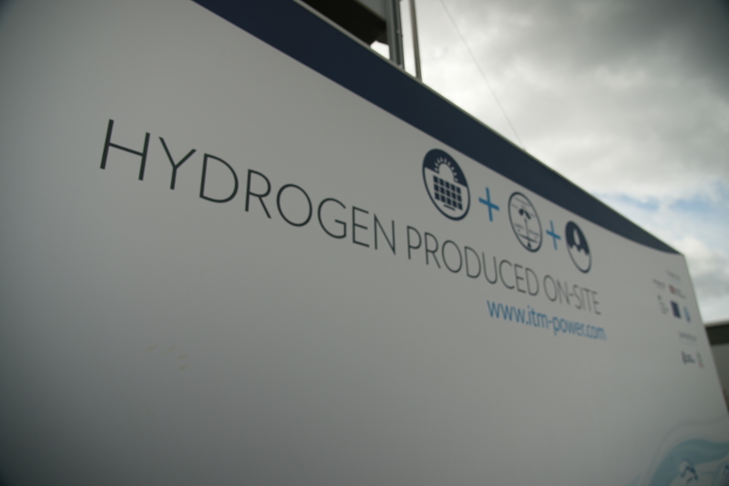 A sign reads "Hydrogen Production On-Site"
