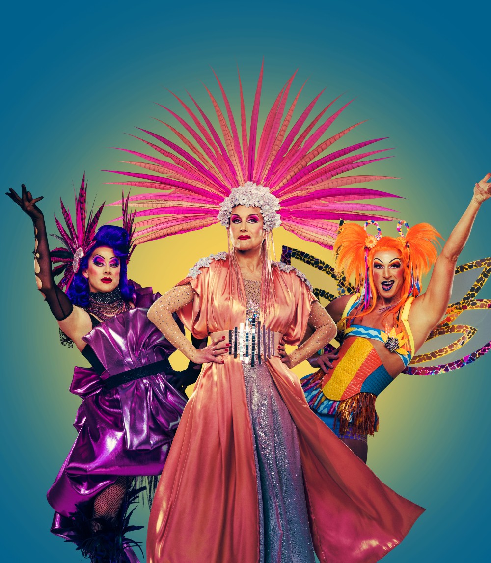 Adèle Anderson as Bernadette with fellow cast members in the hit show Priscilla, Queen of the Desert