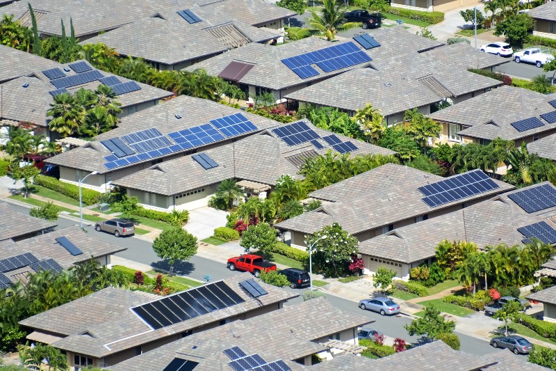 solar panels on a housing estate