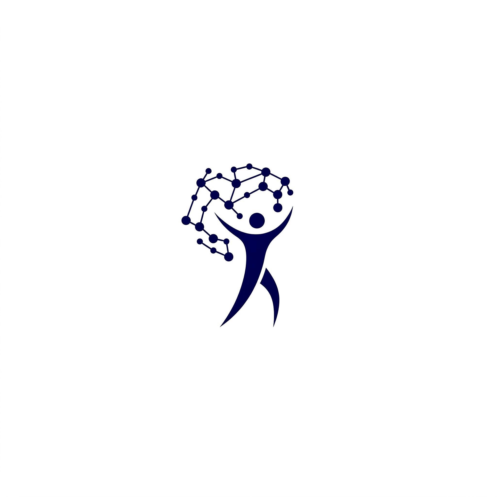 A cartoon characters holding a designed brain 