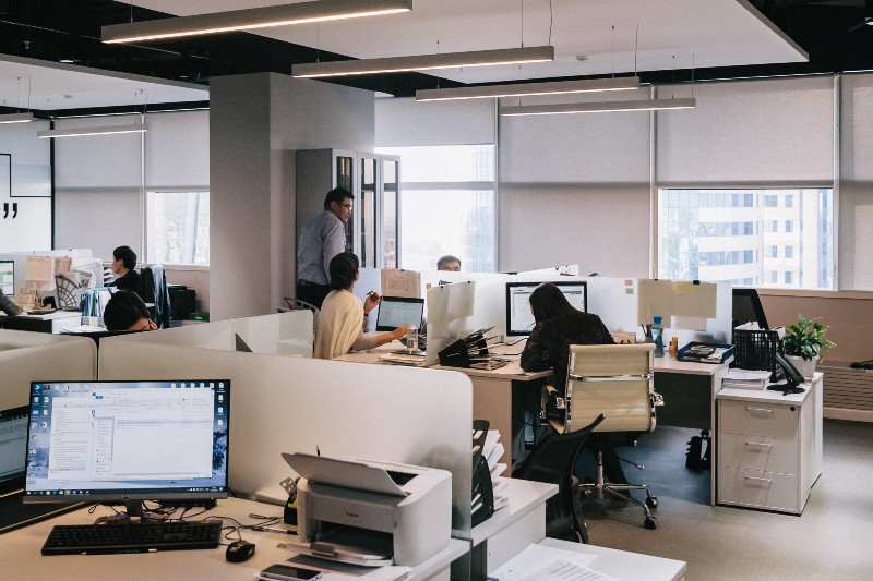 Staff at work in an open plan office