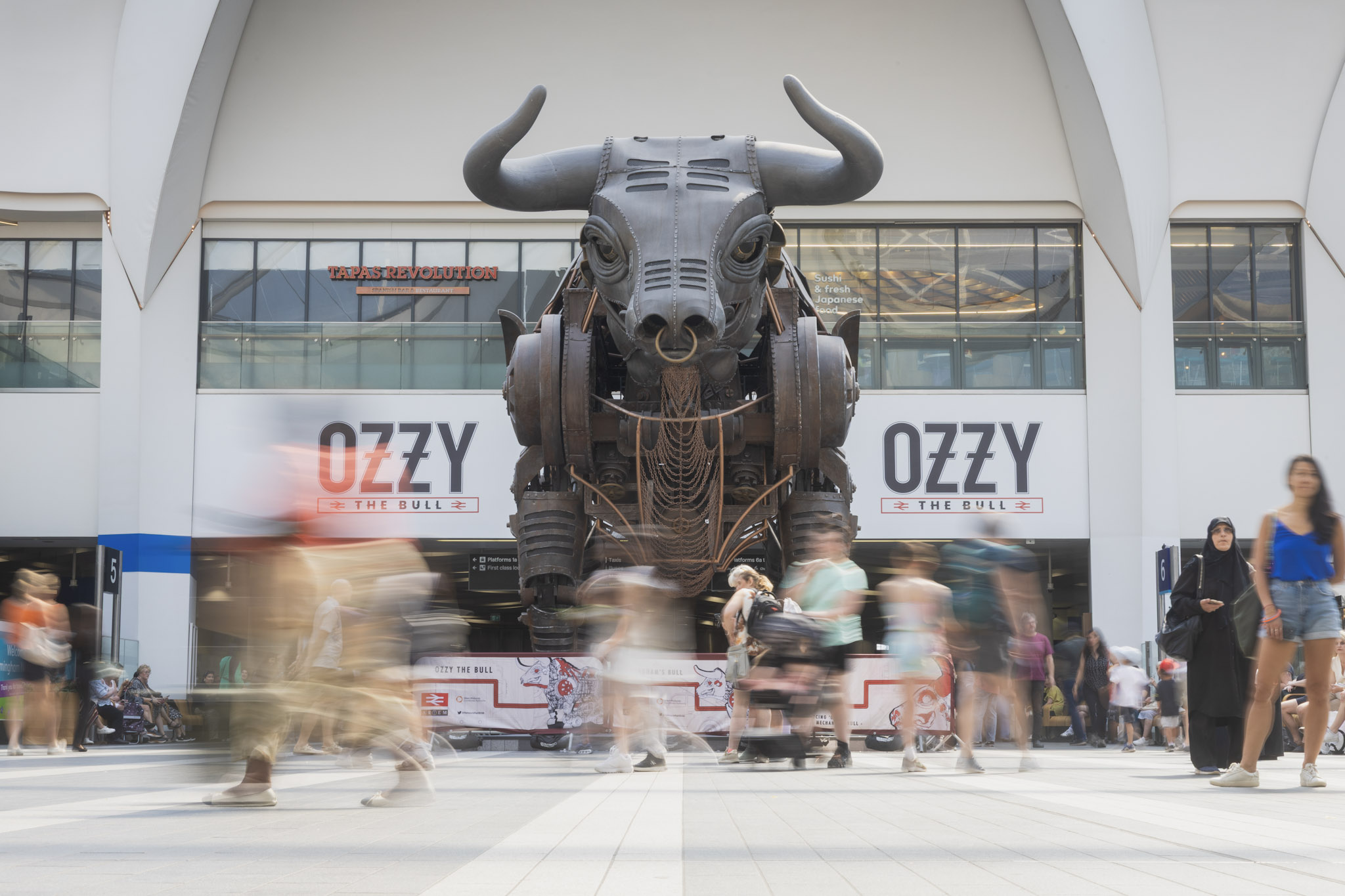 Ozzy the bull at Birmingham New Street Station