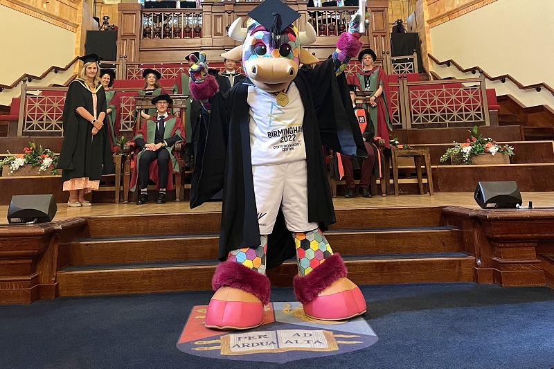 Perry the Bull receiving a 'Perryfessorship' in the Great Hall