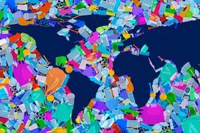 Map of the world map out of plastic waste
