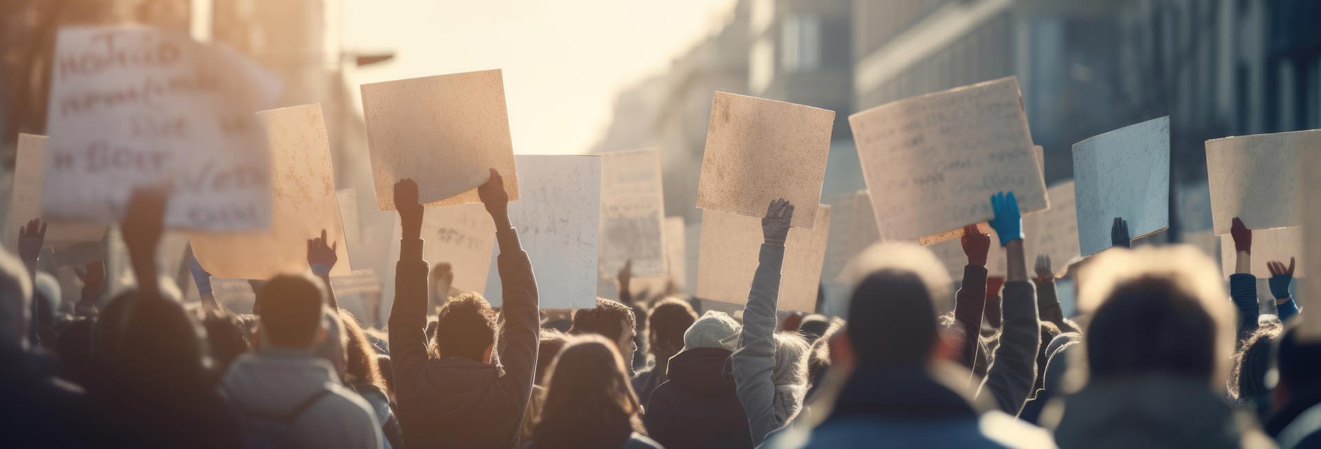 Peaceful protest in city street