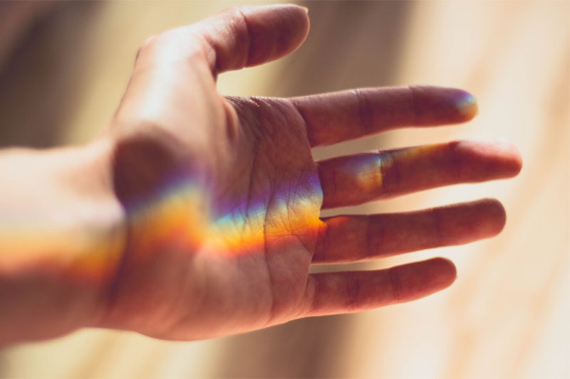A rainbow on a hand