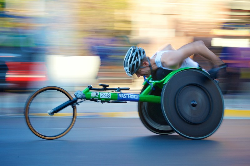 Wheelchair athlete in a race