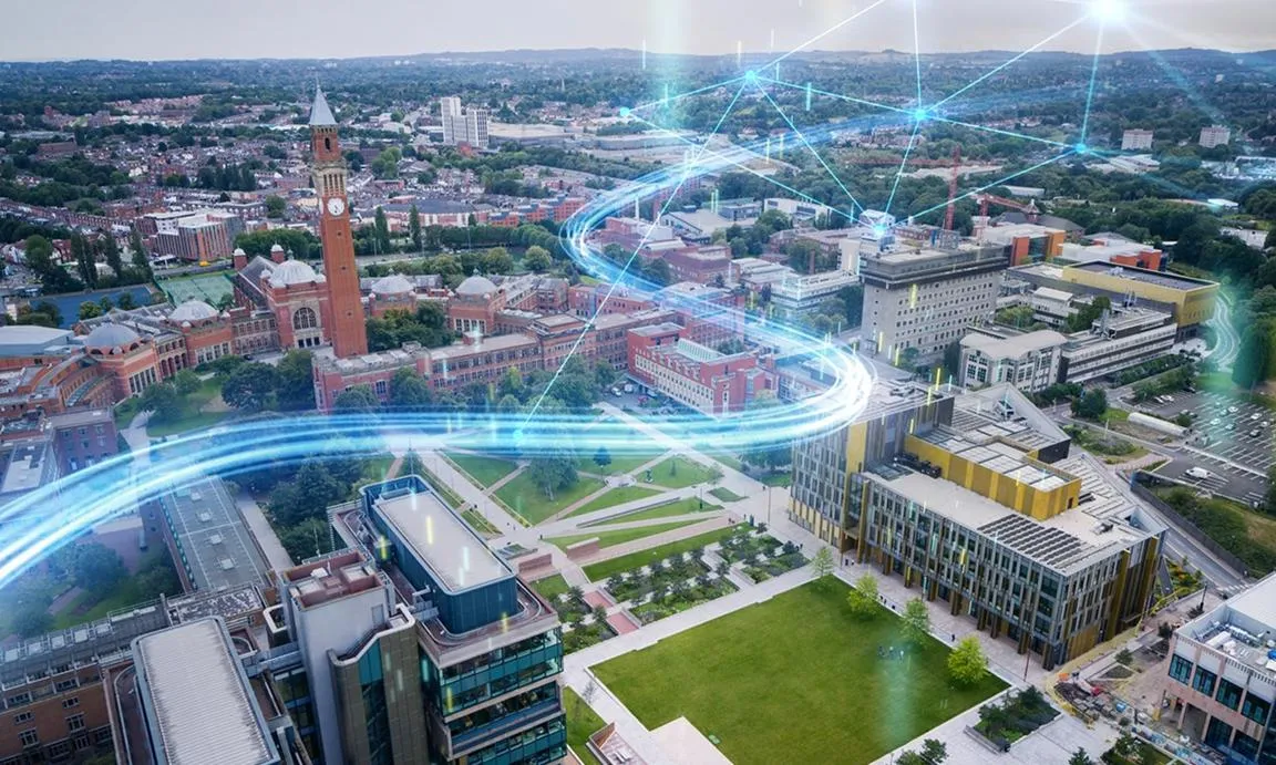 image of an aerial shot of campus