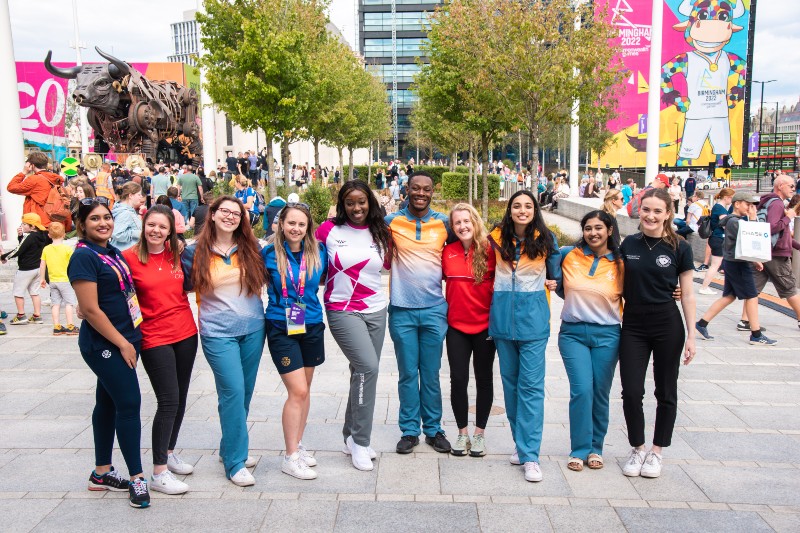 Student volunteers in centenary square Birmingham