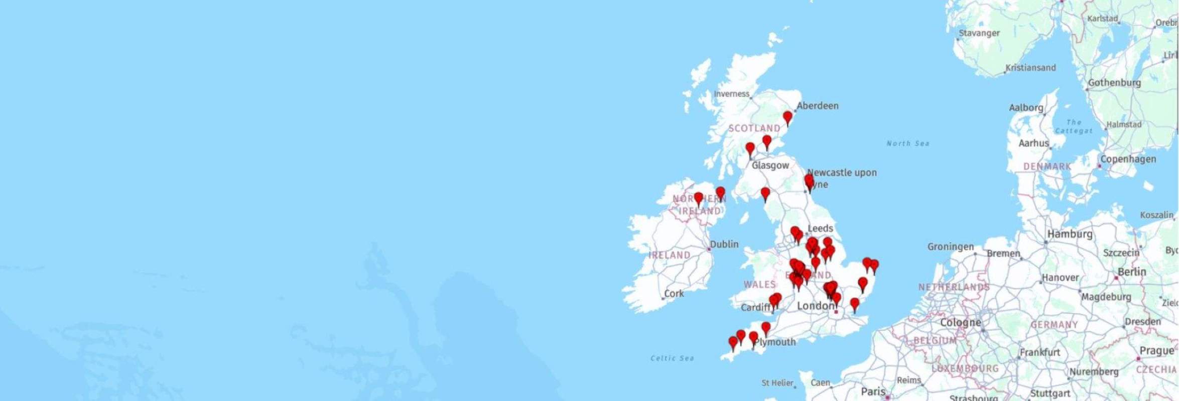 A map of the UK with study sites for the INDICATE Project highlighted.