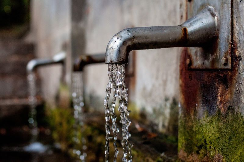 Water flowing from outdoor taps