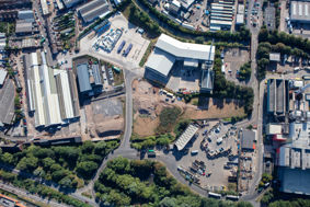 An aerial view of Tyseley Energy Park in East Birmingham 