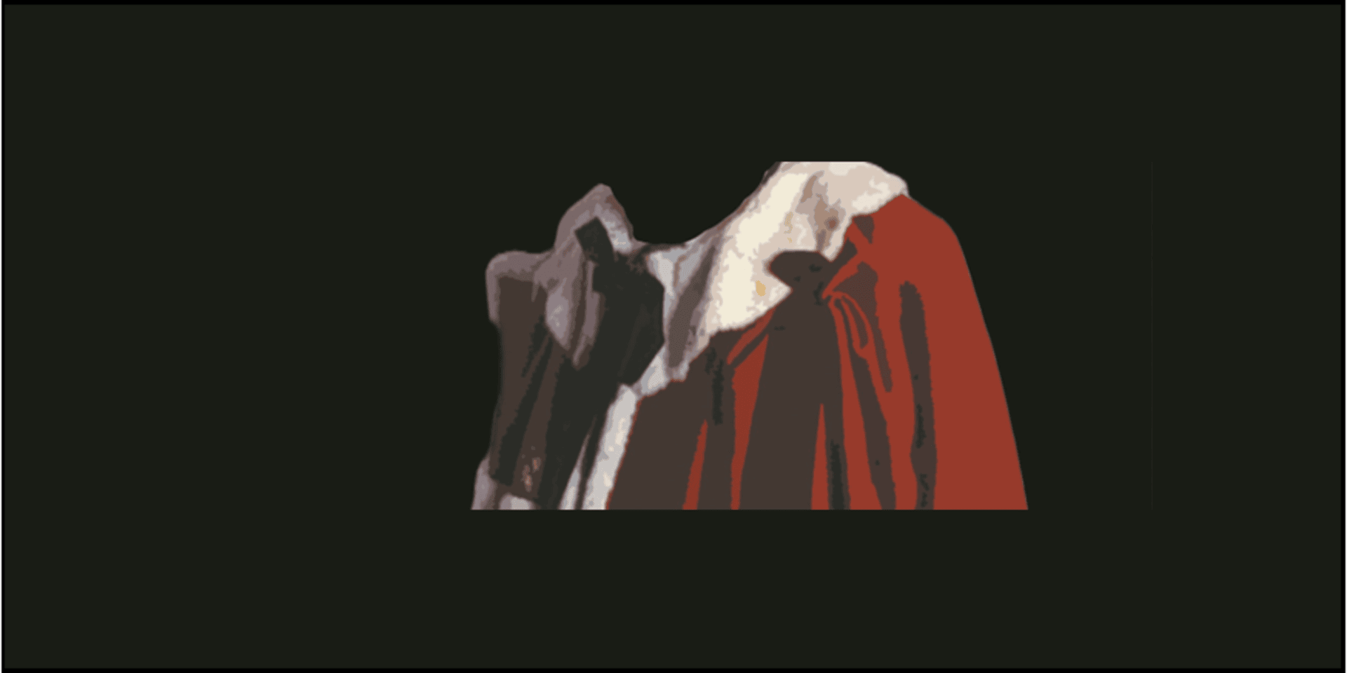 a figure wearing a red cape