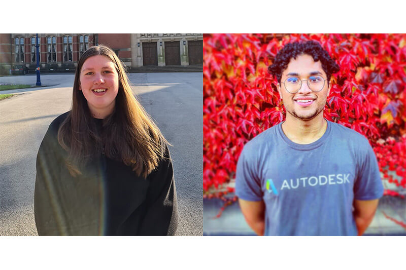 University of Birmingham engineering students Lucie Gale (left) and Rayyan Choudhury (right)