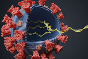 digital image of dna inside a virus