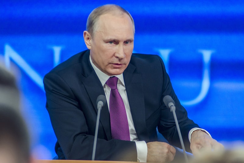 Russian President, Vladimir Putin speaking at a press conference